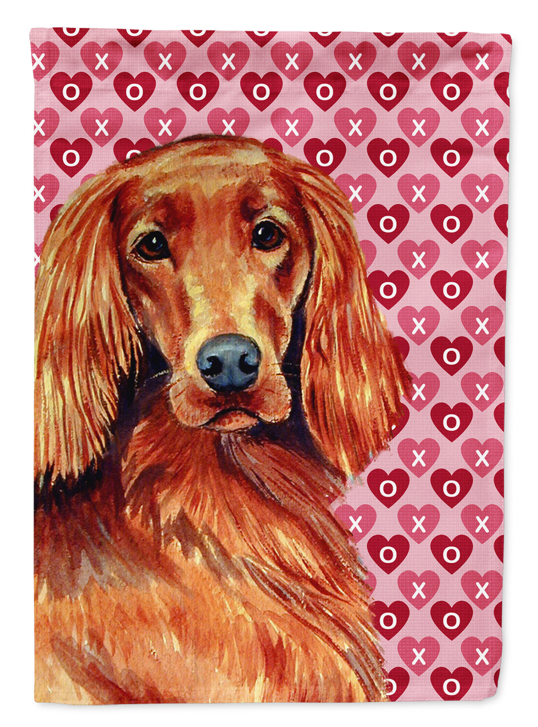 Irish Setter Hearts Love and Valentine's Day Portrait Flag Canvas House Size