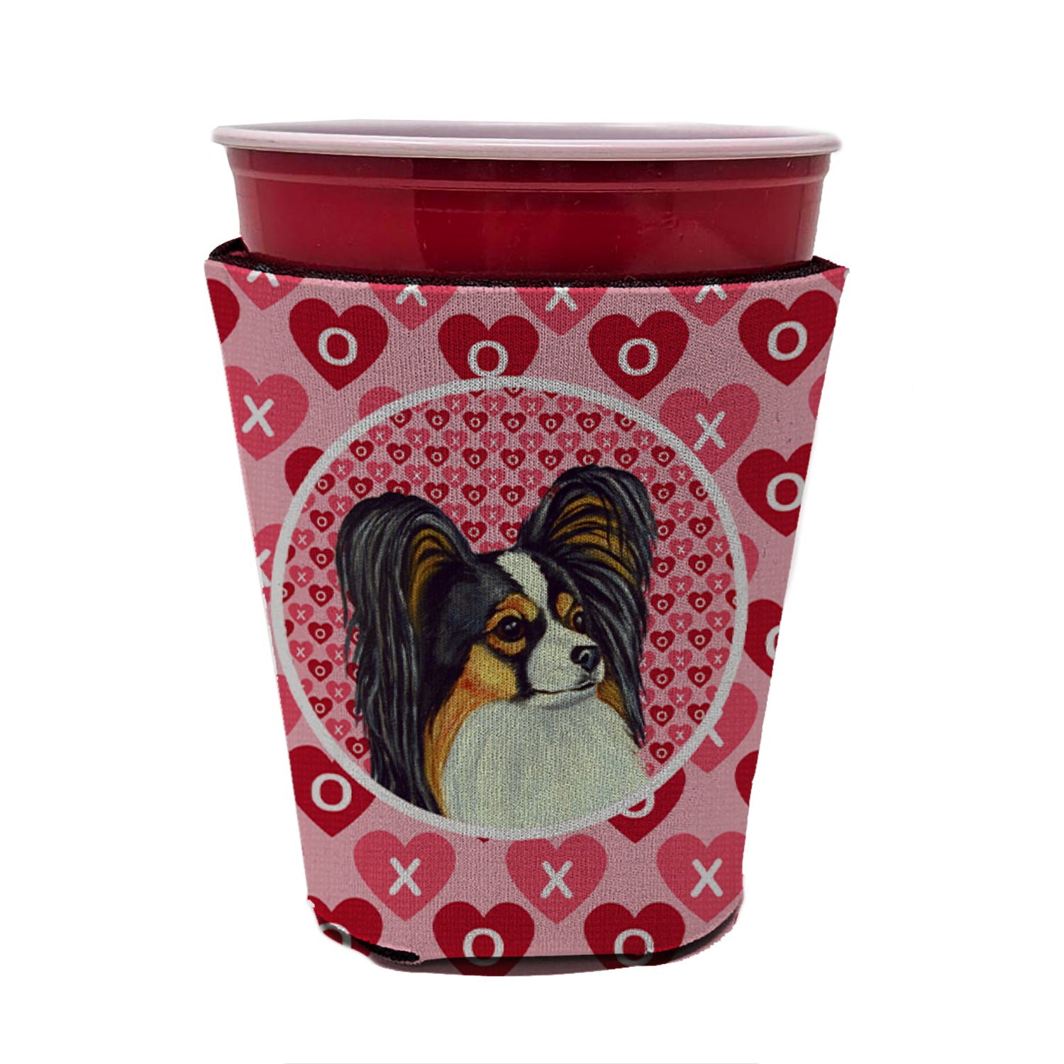 Papillon Valentine's Love and Hearts Red Cup Beverage Insulator Hugger