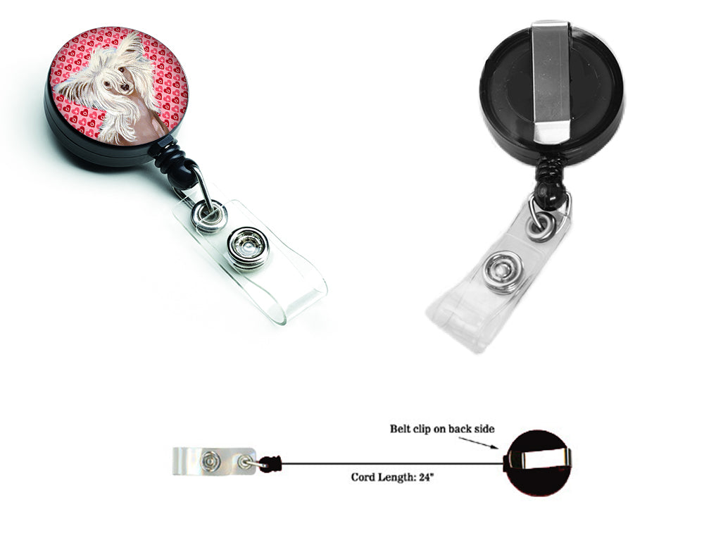 Chinese Crested  Love and Hearts Retractable Badge Reel or ID Holder with Clip.
