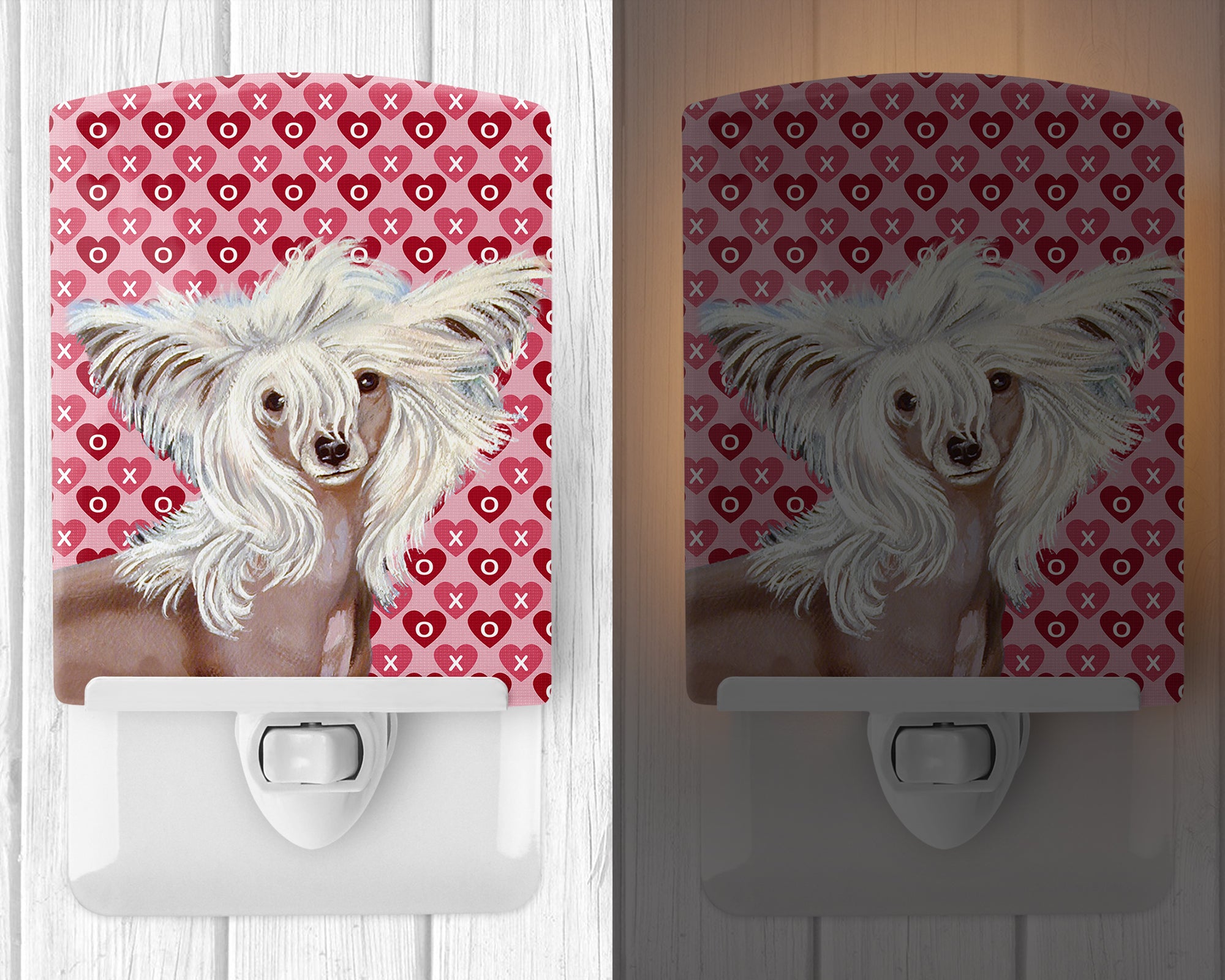 Chinese Crested Hearts Love and Valentine's Day Portrait Ceramic Night Light LH9167CNL - the-store.com