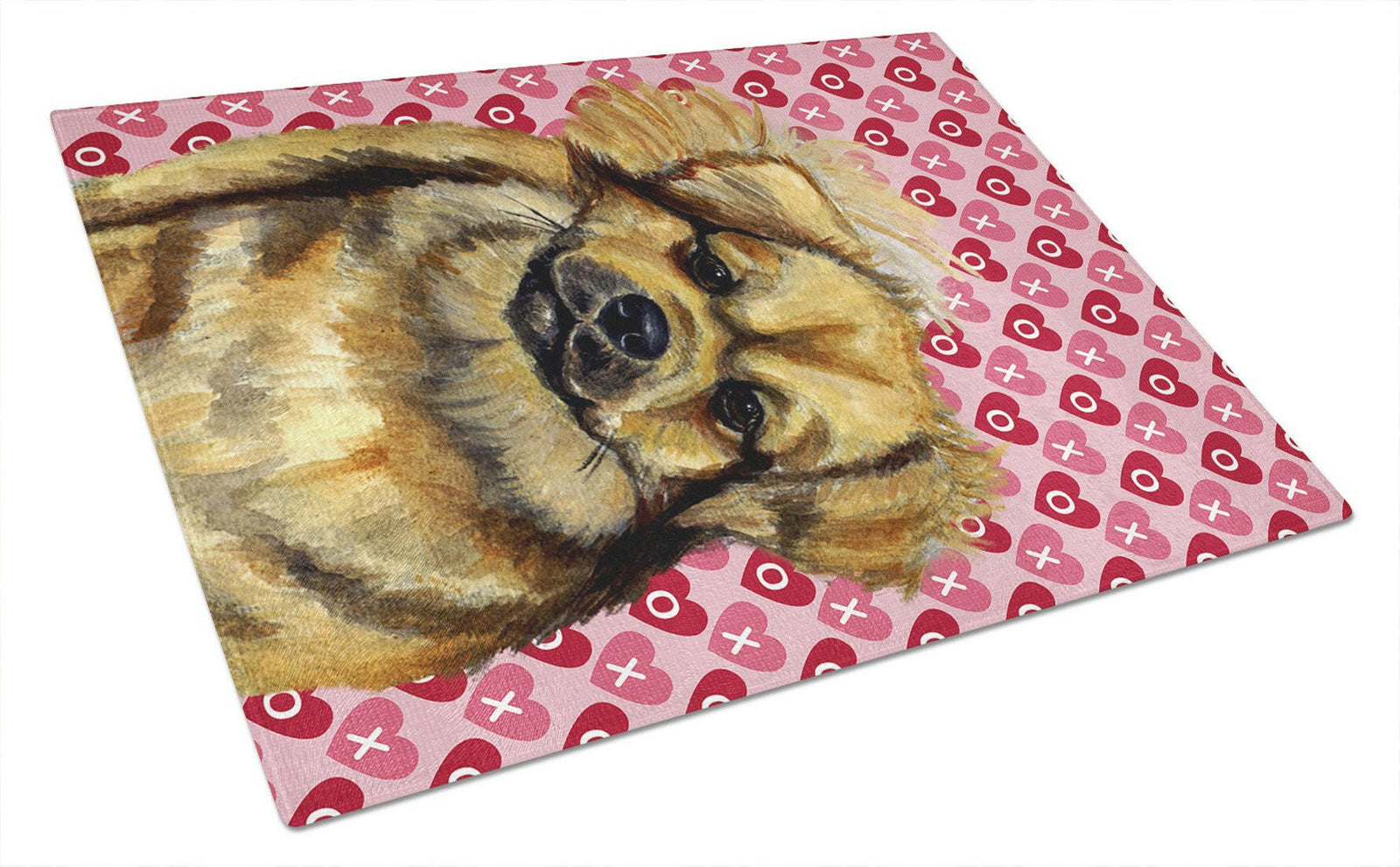 Tibetan Spaniel Hearts Love and Valentine's Day Glass Cutting Board Large by Caroline's Treasures