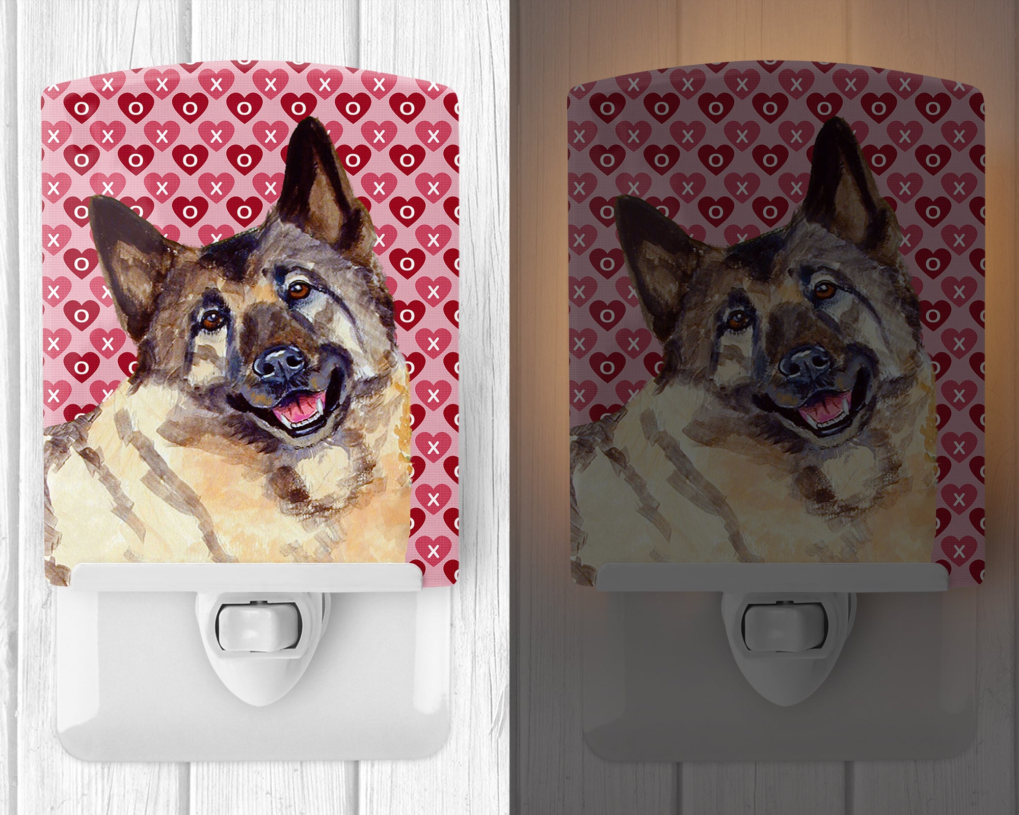 Norwegian Elkhound Hearts Love and Valentine's Day Portrait Ceramic Night Light LH9173CNL - the-store.com