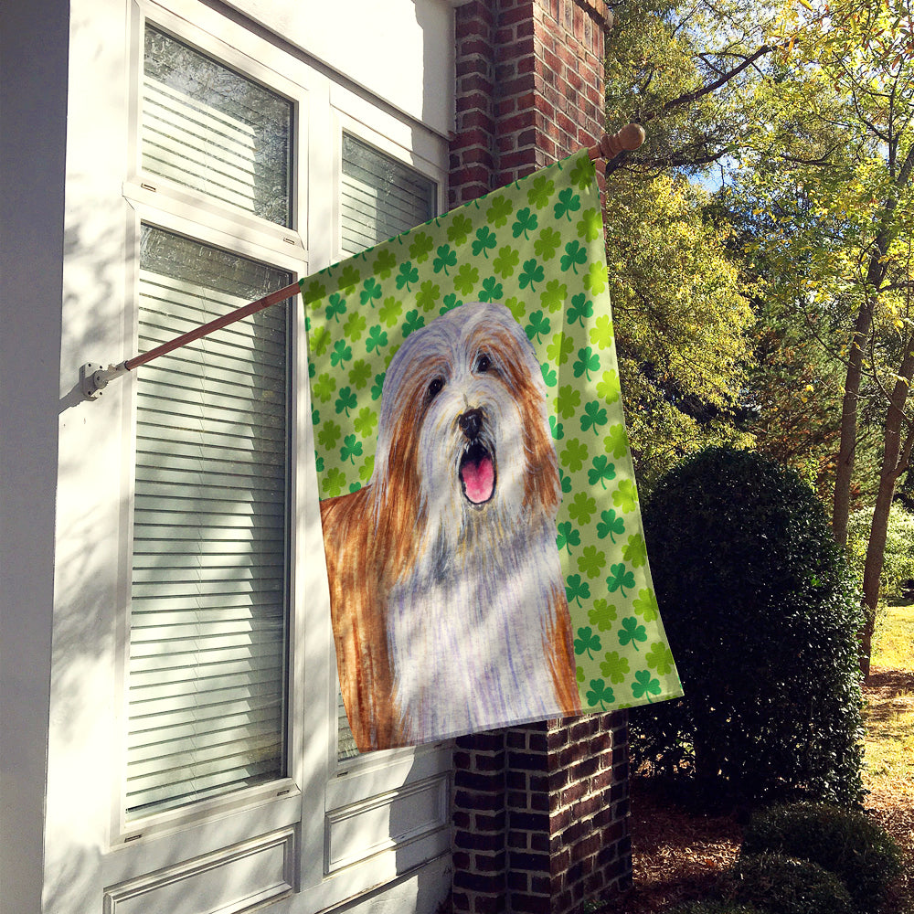 Bearded Collie St. Patrick's Day Shamrock Portrait Flag Canvas House Size