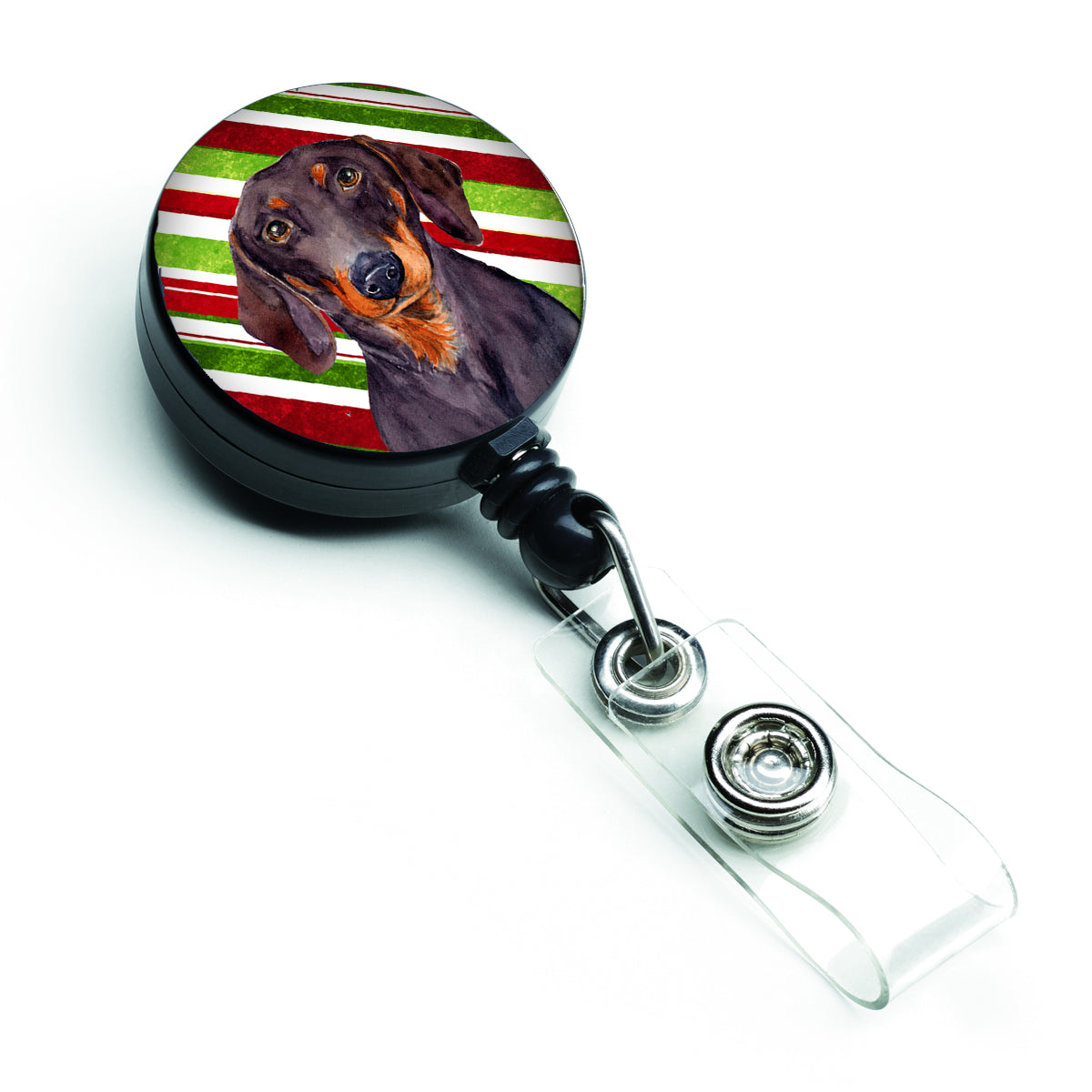 Dachshund Candy Cane Holiday Christmas Retractable Badge Reel LH9223BR