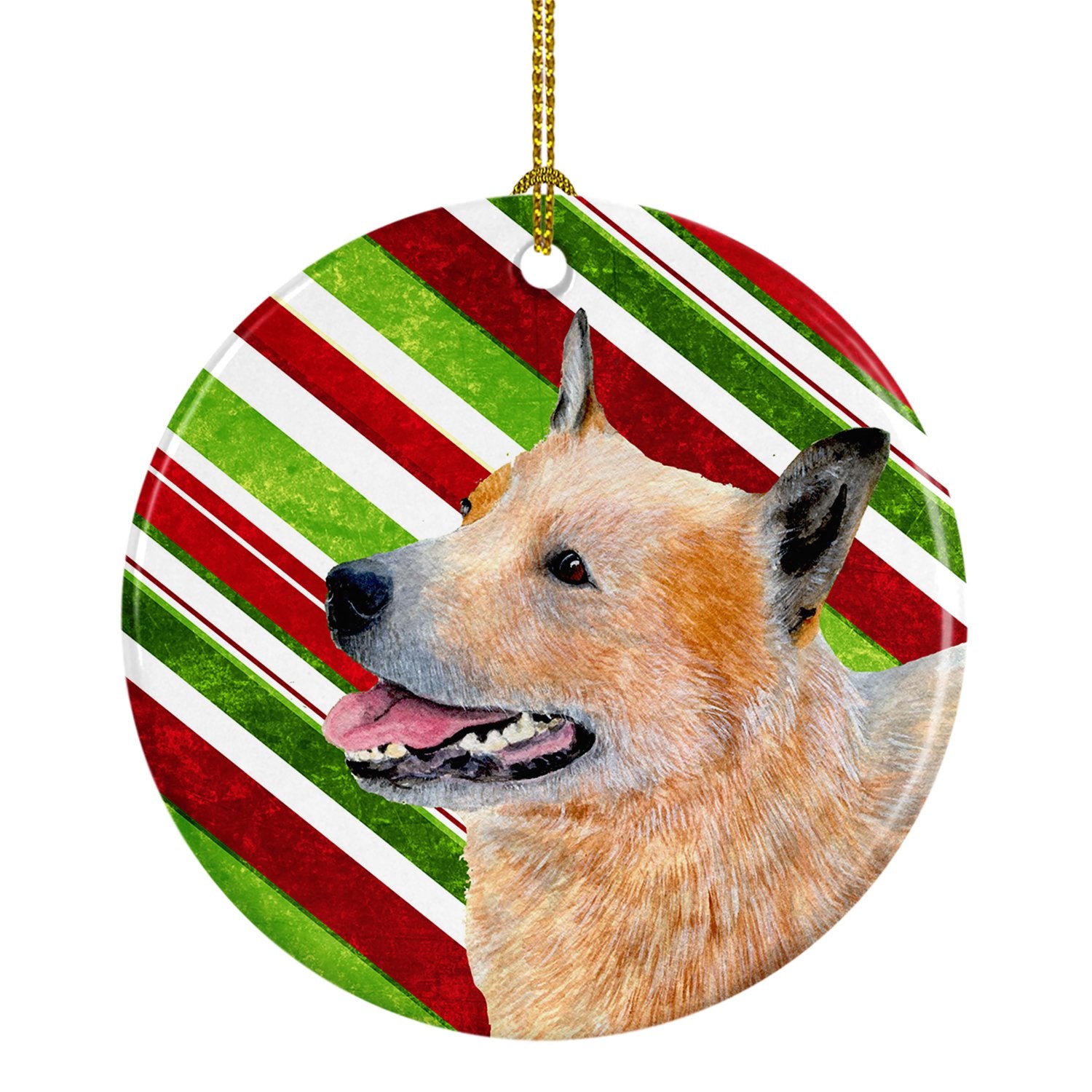Australian Cattle Dog Candy Cane Holiday Christmas Ceramic Ornament LH9227 by Caroline's Treasures