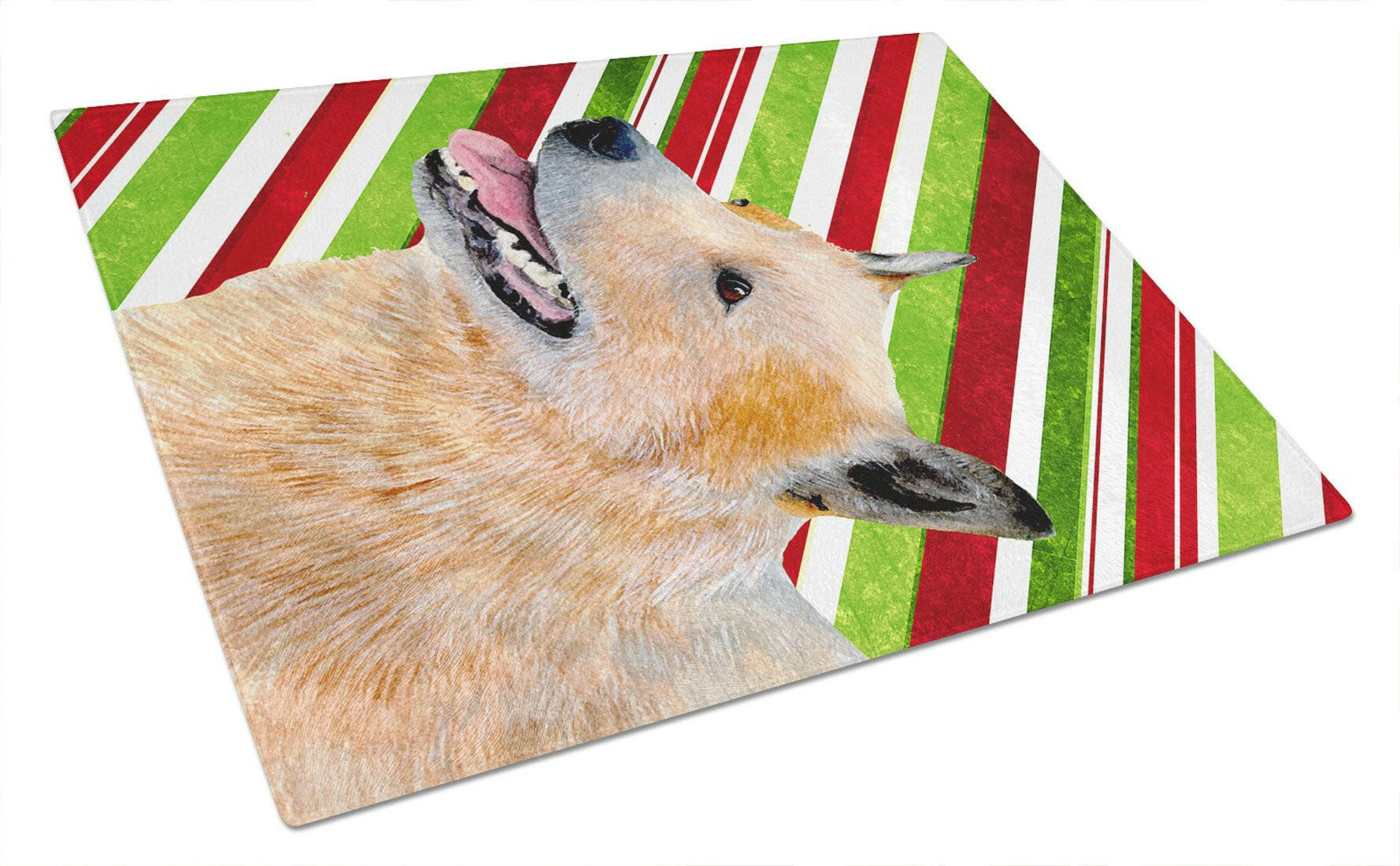 Australian Cattle Dog Candy Cane Holiday Christmas Glass Cutting Board Large by Caroline's Treasures