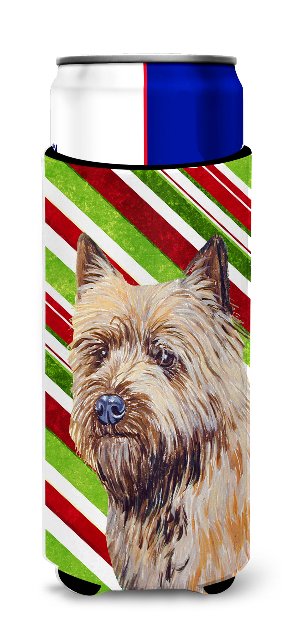 Cairn Terrier Candy Cane Holiday Christmas Ultra Beverage Insulators for slim cans LH9230MUK.