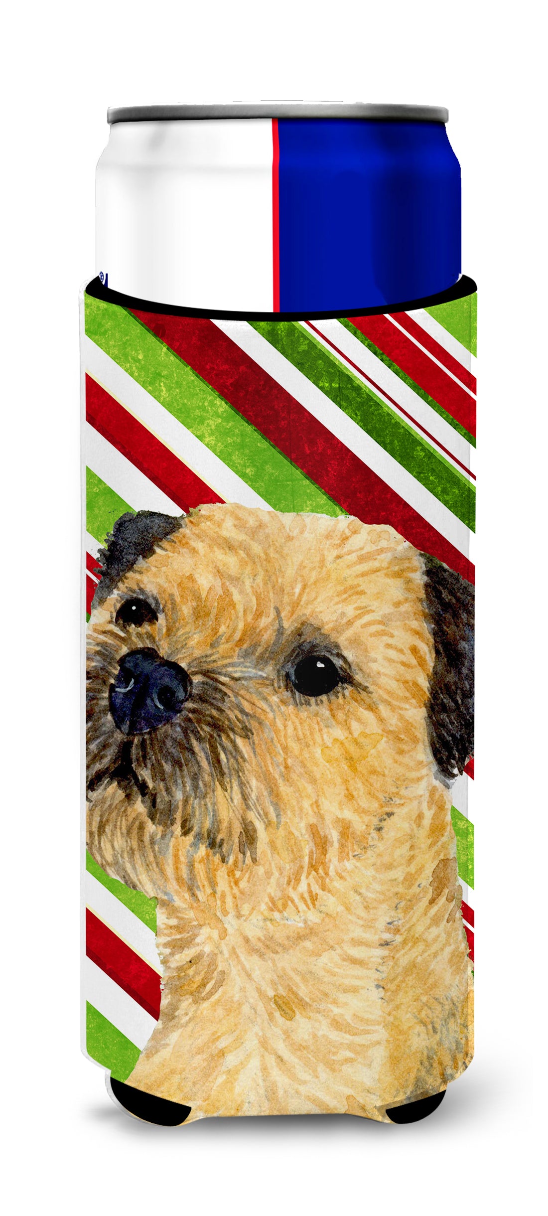 Border Terrier Candy Cane Holiday Christmas Ultra Beverage Insulators for slim cans LH9233MUK