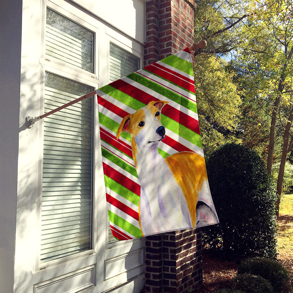 Whippet Candy Cane Holiday Christmas  Flag Canvas House Size