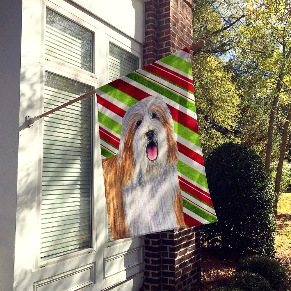 Bearded Collie Candy Cane Holiday Christmas  Flag Canvas House Size