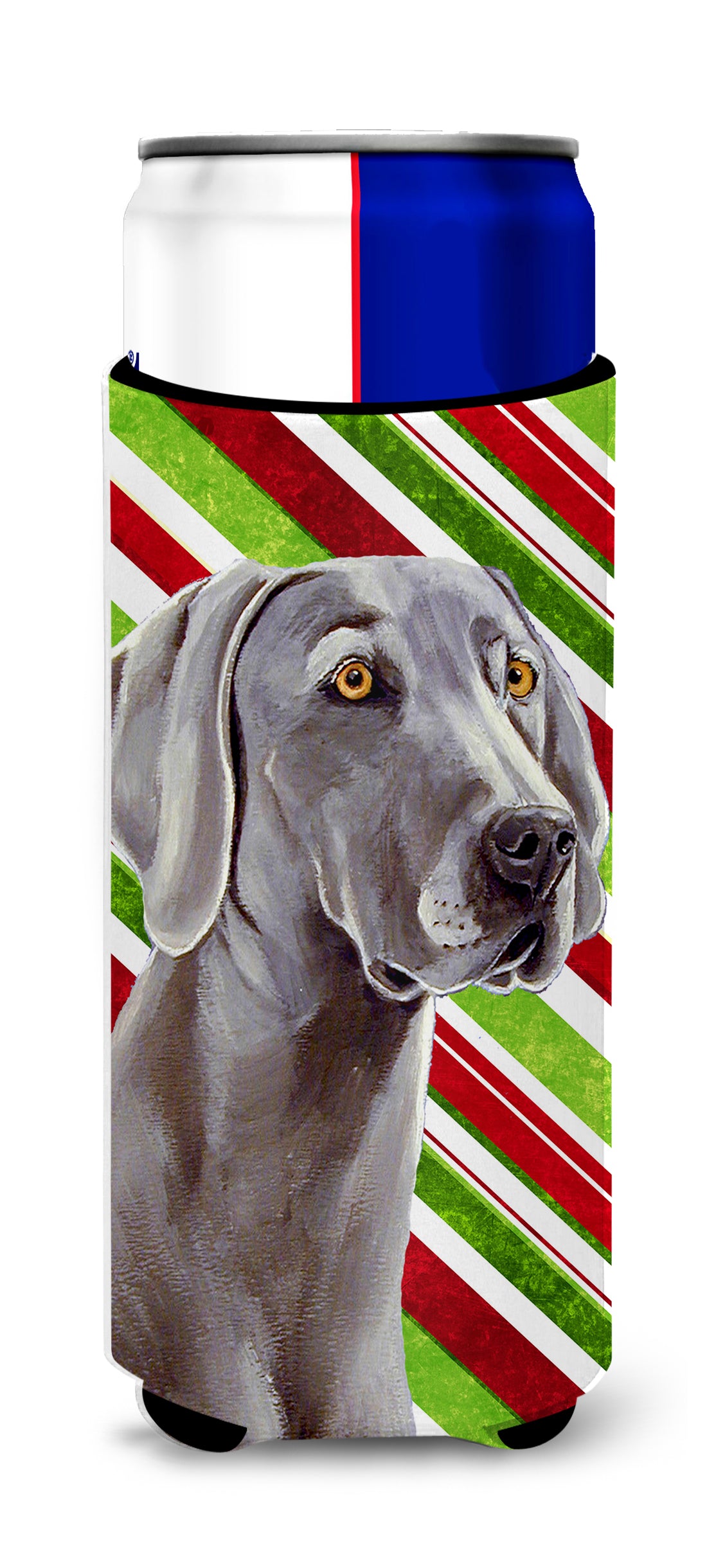 Weimaraner Candy Cane Holiday Christmas Ultra Beverage Insulators for slim cans LH9251MUK