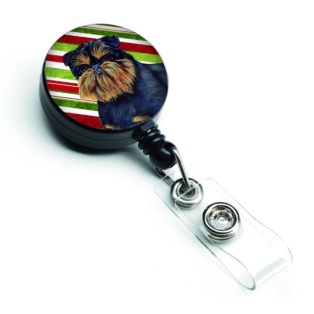 Brussels Griffon Candy Cane Holiday Christmas Retractable Badge Reel LH9253BR