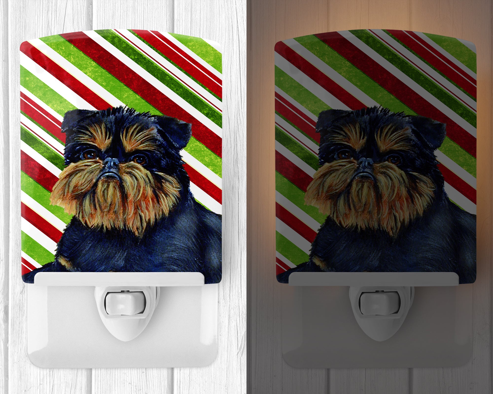 Brussels Griffon Candy Cane Holiday Christmas Ceramic Night Light LH9253CNL - the-store.com
