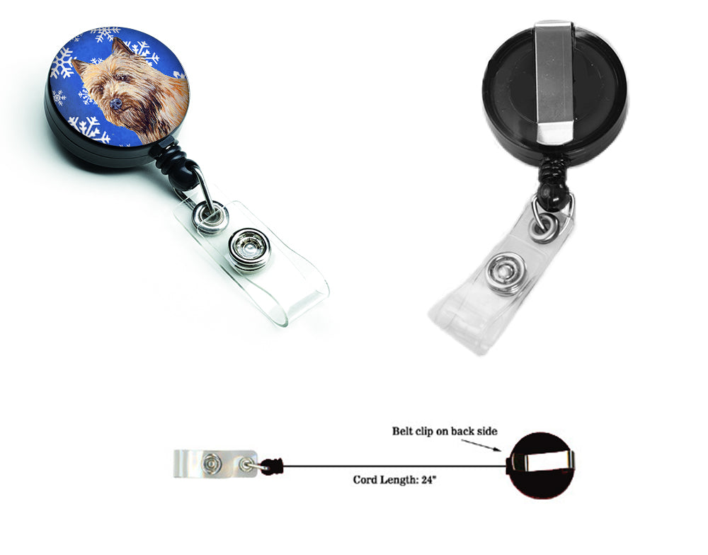 Cairn Terrier Winter Snowflakes Holiday Retractable Badge Reel LH9275BR