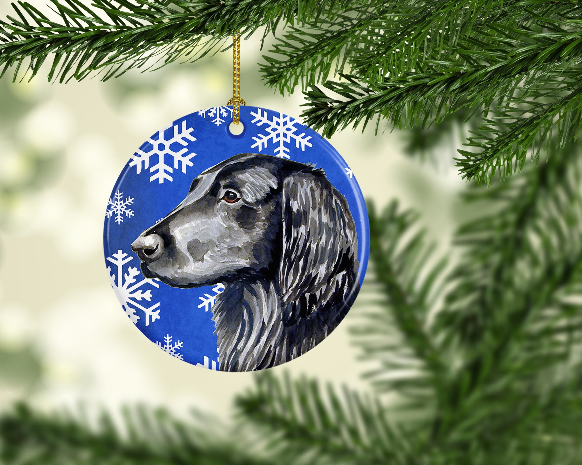 Flat Coated Retriever Winter Snowflake Holiday Ceramic Ornament LH9276 - the-store.com