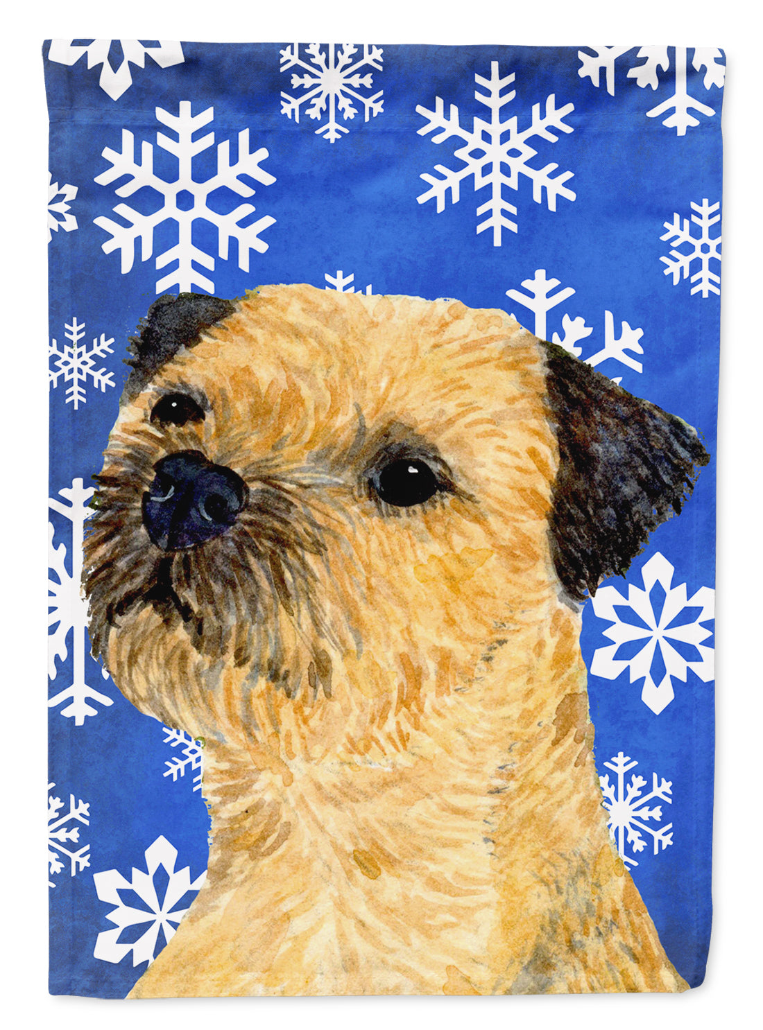 Border Terrier Winter Snowflakes Holiday Flag Canvas House Size