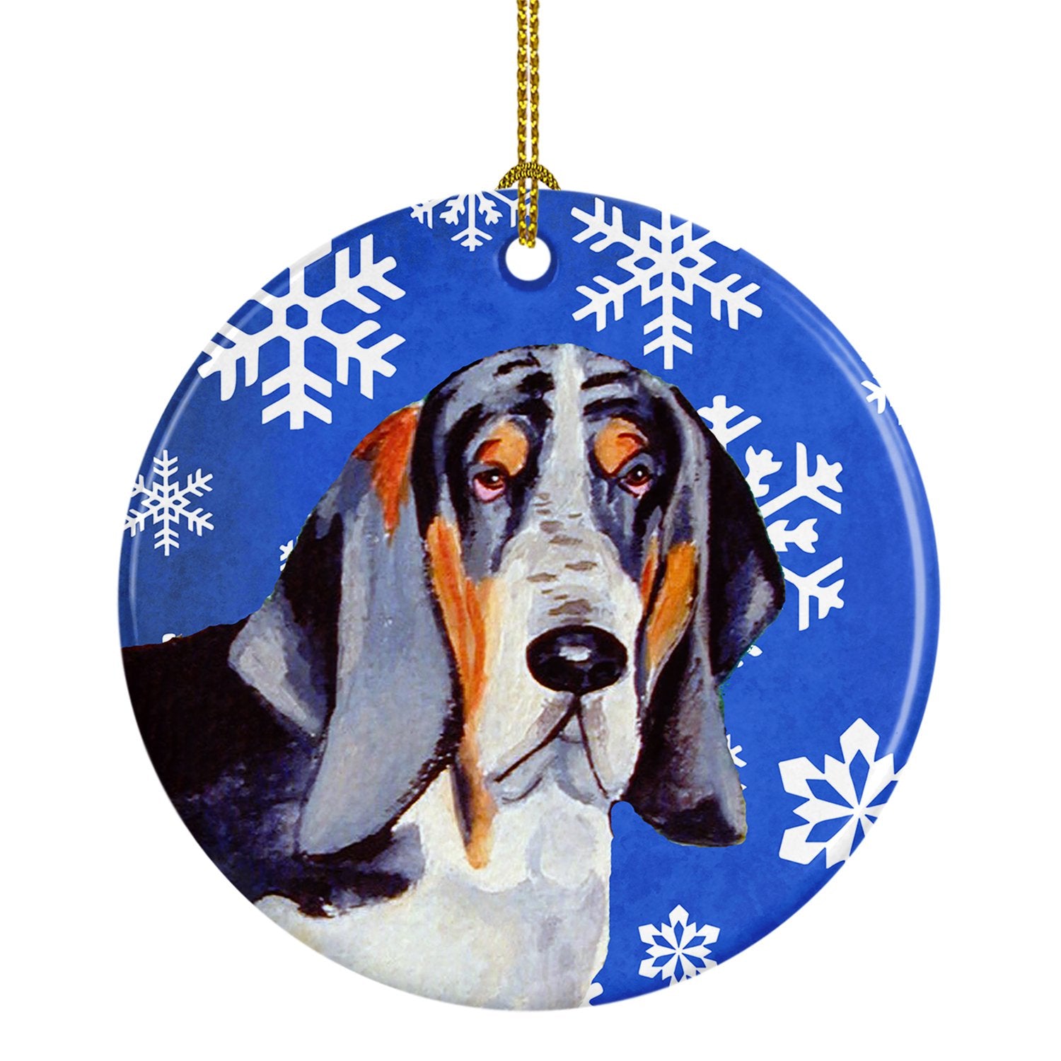 Basset Hound Winter Snowflake Holiday Ceramic Ornament LH9282 by Caroline's Treasures