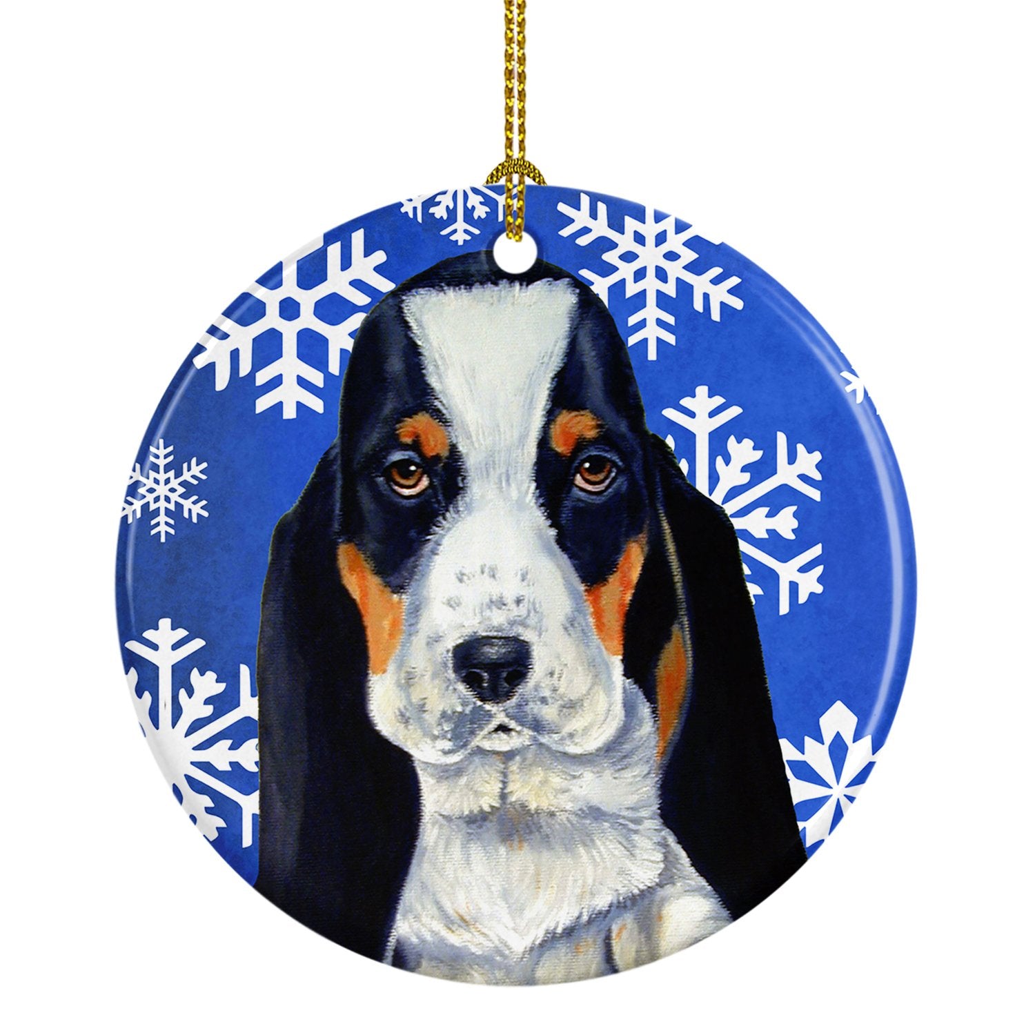 Basset Hound Winter Snowflake Holiday Ceramic Ornament LH9284 by Caroline's Treasures