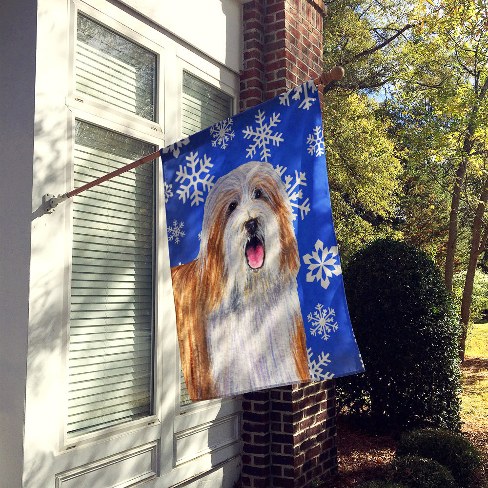 Bearded Collie Winter Snowflakes Holiday Flag Canvas House Size