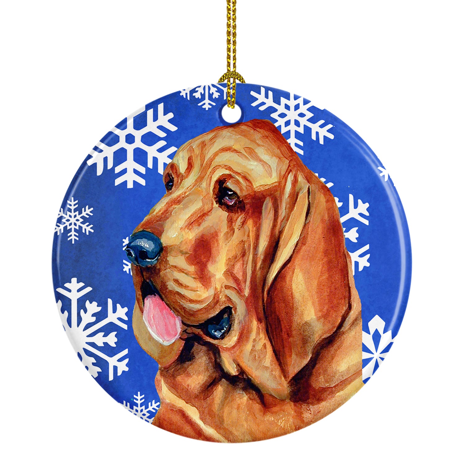Bloodhound Winter Snowflake Holiday Ceramic Ornament LH9286 - the-store.com