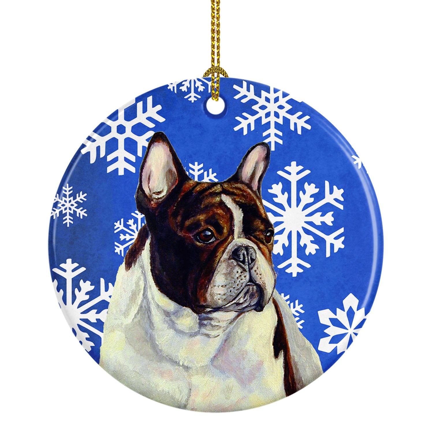 French Bulldog Winter Snowflake Holiday Ceramic Ornament LH9292 by Caroline's Treasures