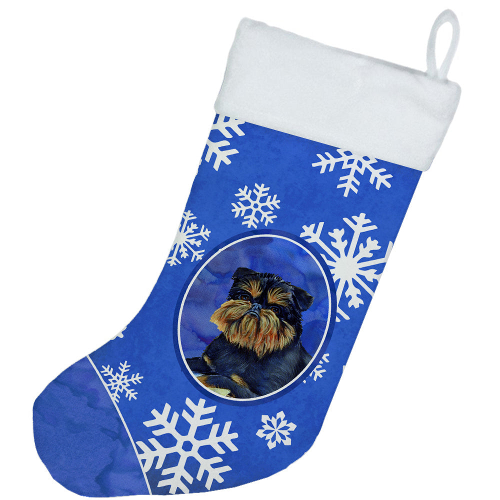 Brussels Griffon Winter Snowflakes Snowflakes Holiday Christmas Stocking LH9298