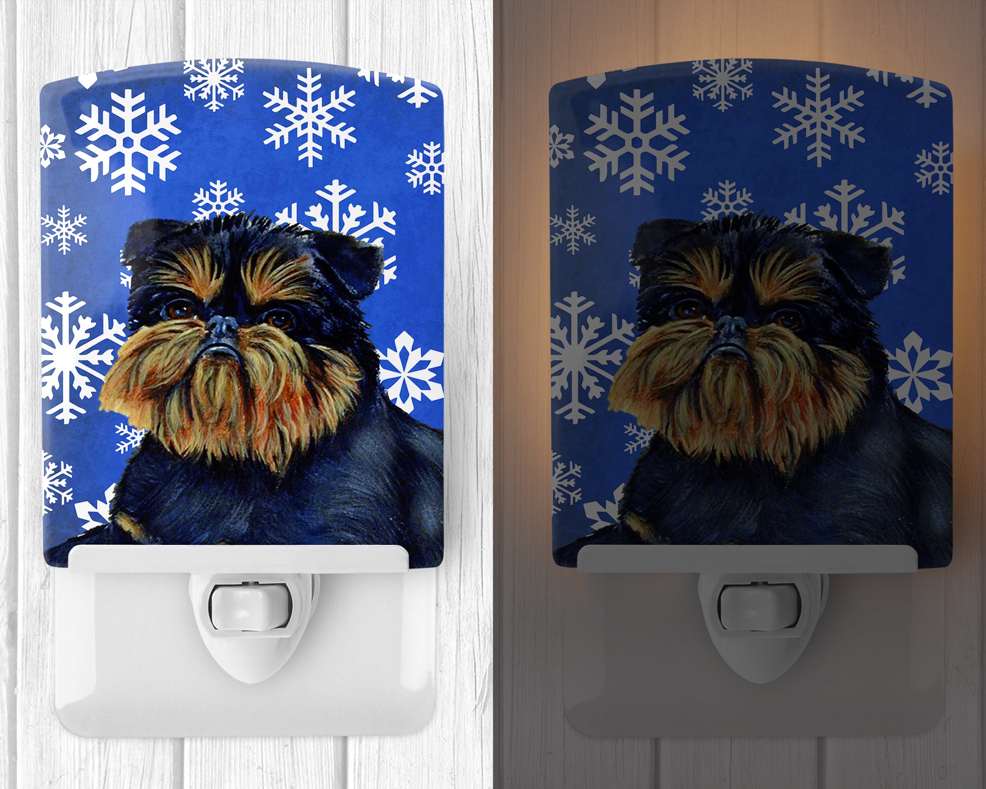 Brussels Griffon Winter Snowflakes Holiday Ceramic Night Light LH9298CNL - the-store.com