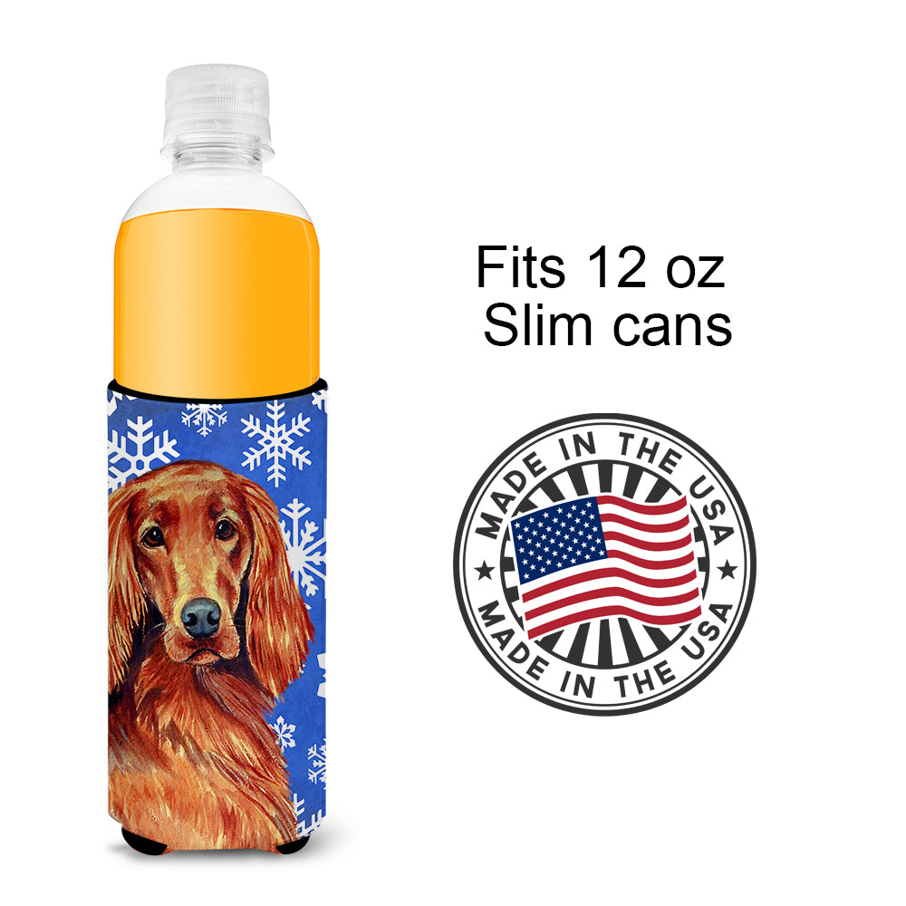 Irish Setter Winter Snowflakes Holiday Ultra Beverage Insulators for slim cans LH9299MUK.