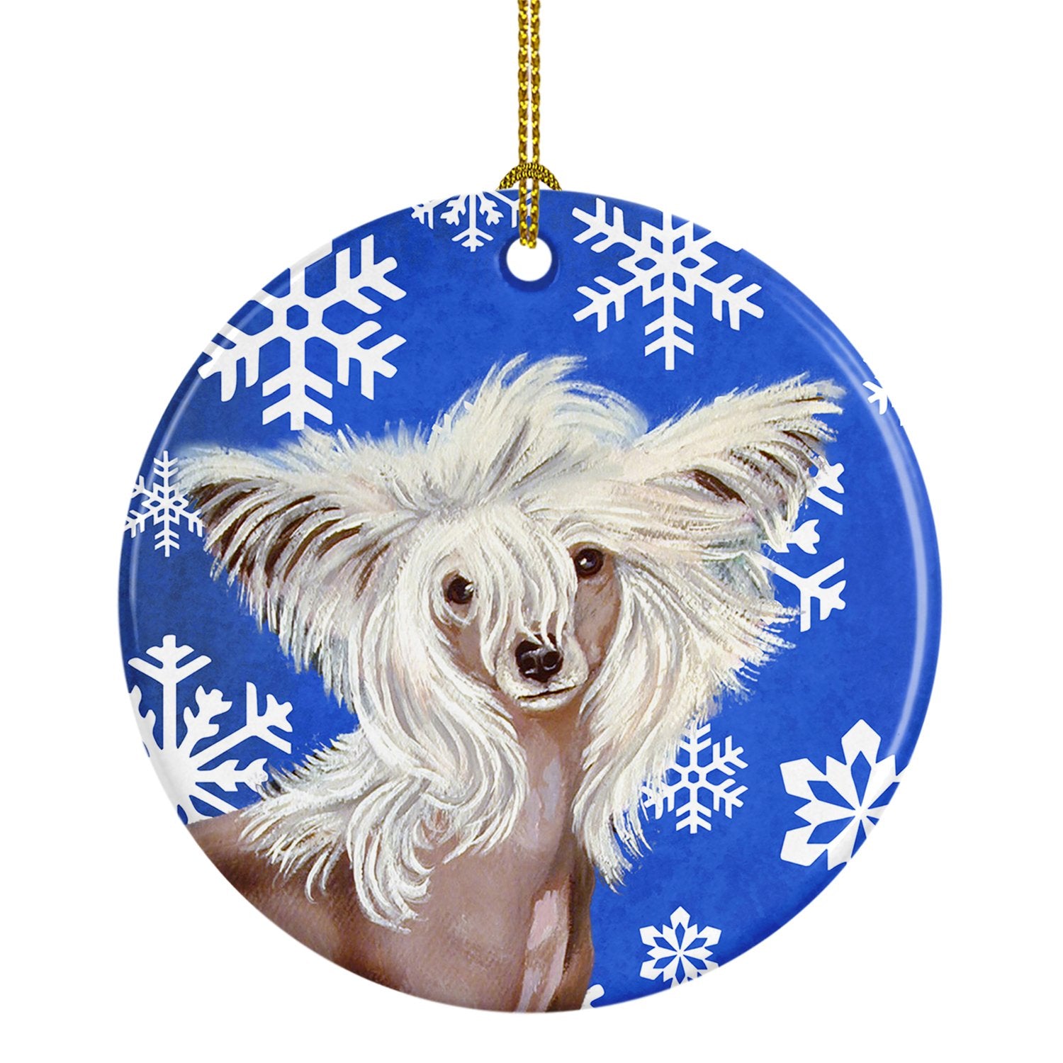 Chinese Crested Winter Snowflake Holiday Ceramic Ornament LH9302 by Caroline's Treasures