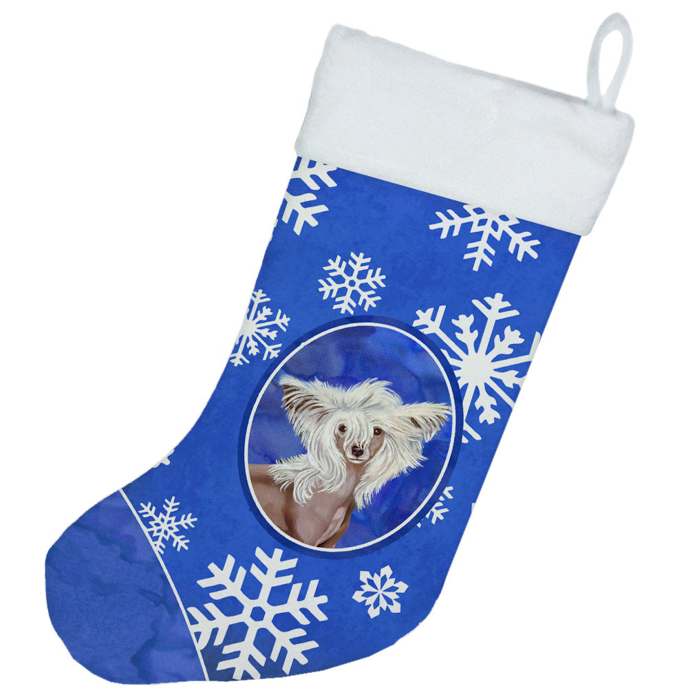 Chinese Crested Winter Snowflakes Snowflakes Holiday Christmas Stocking LH9302