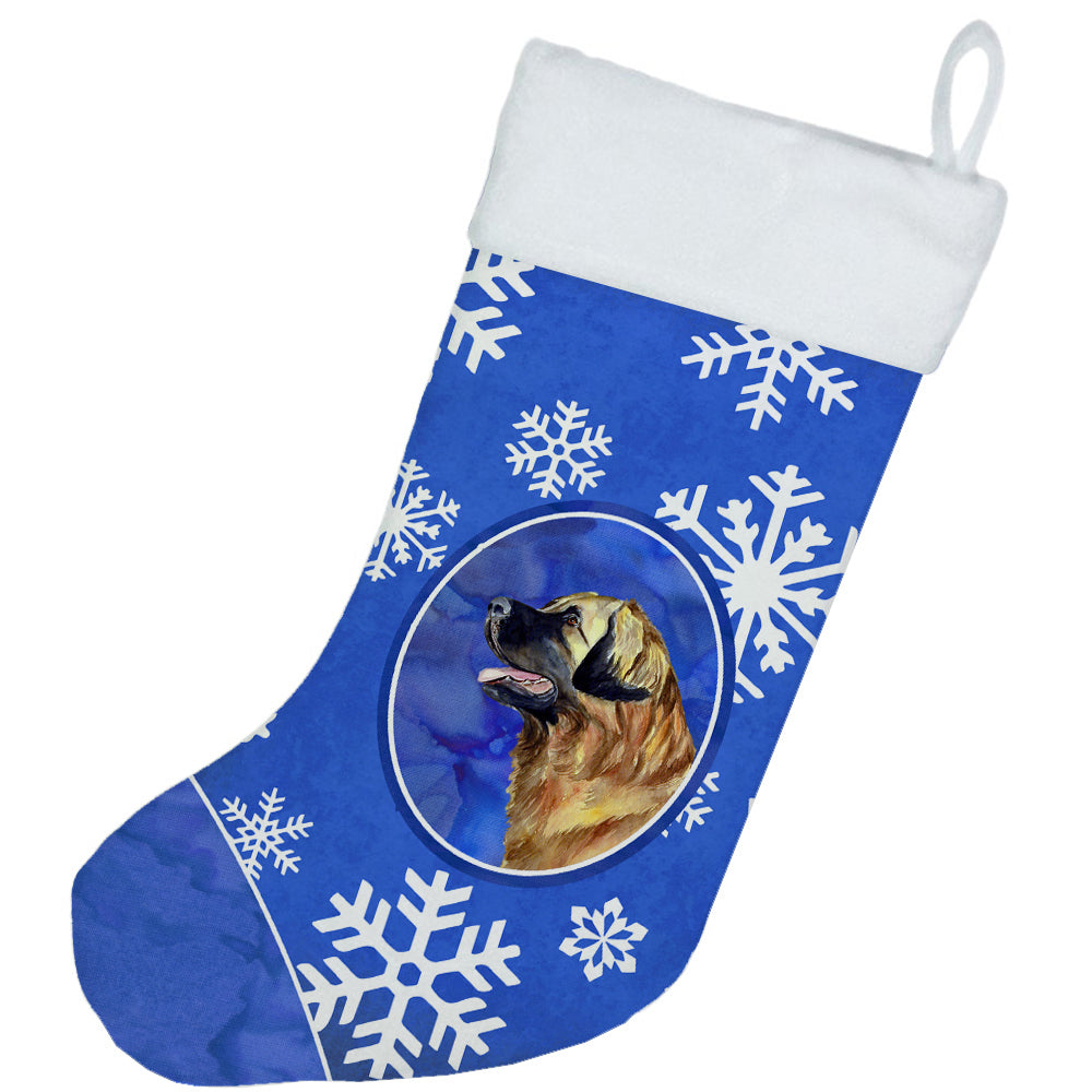 Leonberger Winter Snowflakes Snowflakes Holiday Christmas Stocking LH9303