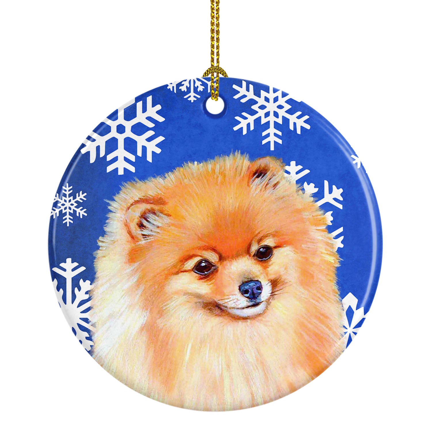 Pomeranian Winter Snowflake Holiday Ceramic Ornament LH9305 - the-store.com