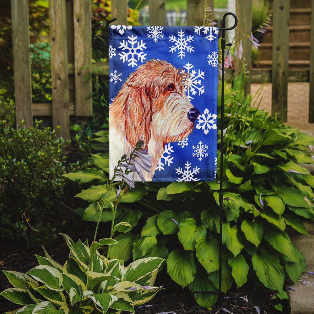 Petit Basset Griffon Vendeen Winter Snowflakes Holiday Flag Garden Size.