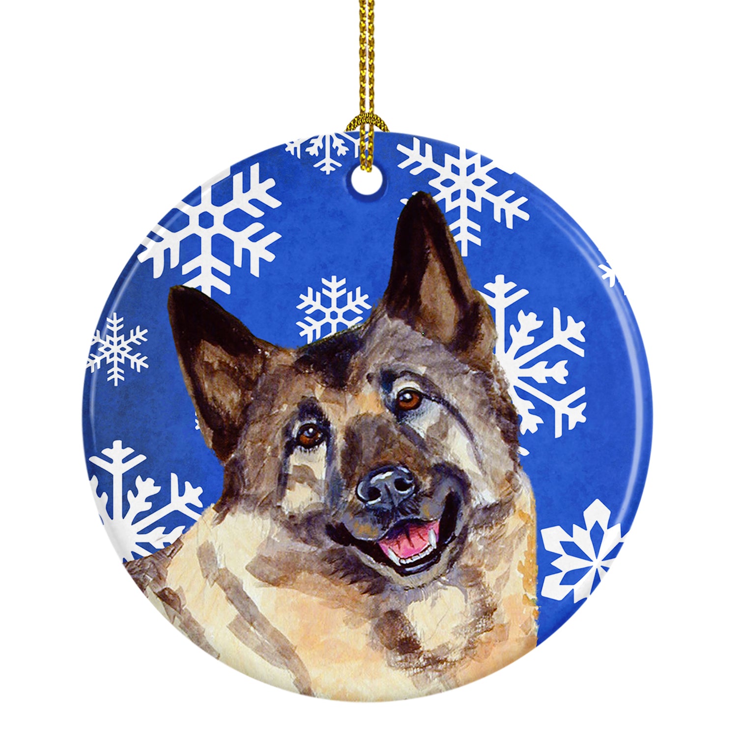 Norwegian Elkhound Winter Snowflake Holiday Ceramic Ornament LH9308 - the-store.com