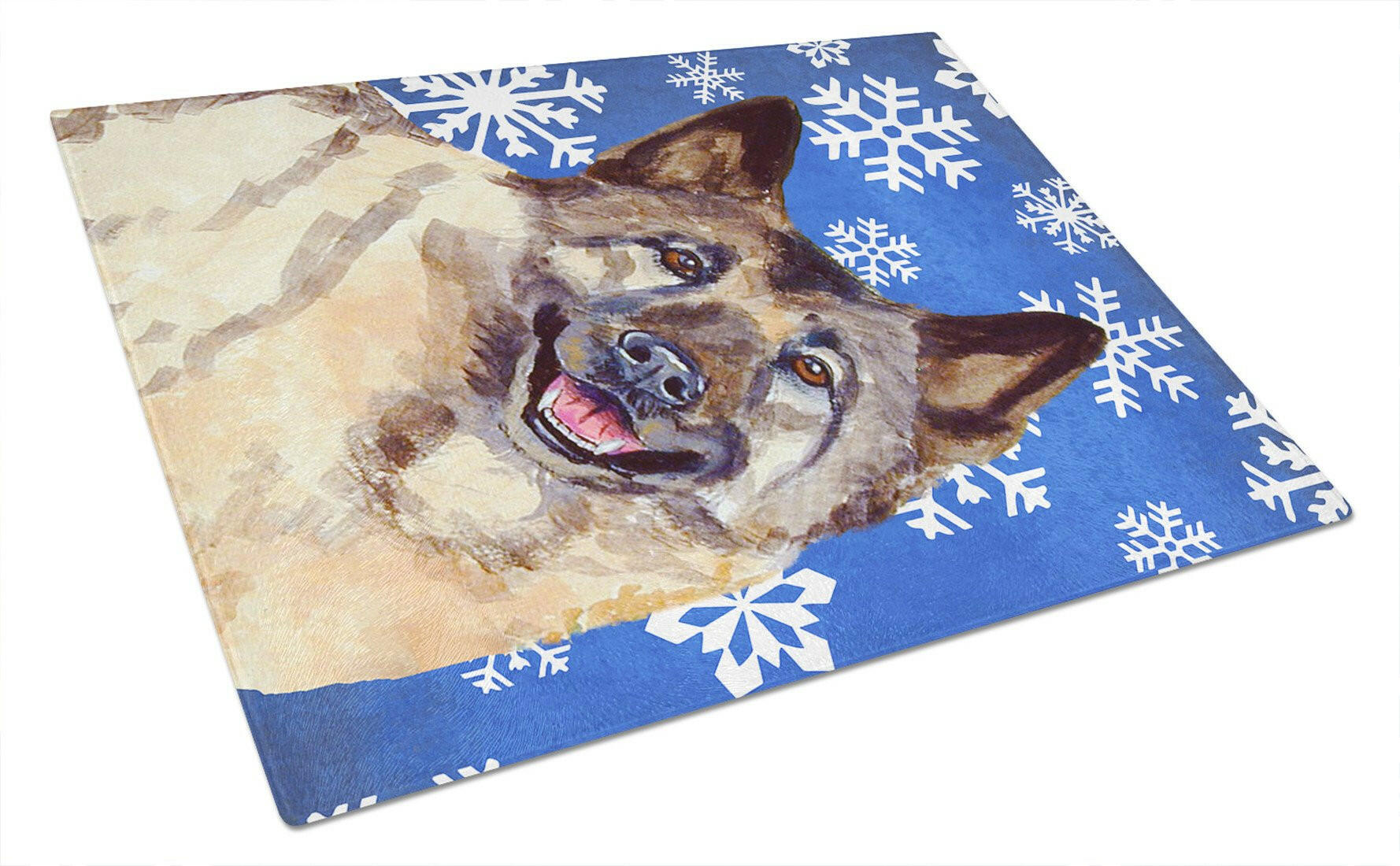 Norwegian Elkhound Winter Snowflakes Flag Glass Cutting Board Large LH9308 by Caroline's Treasures