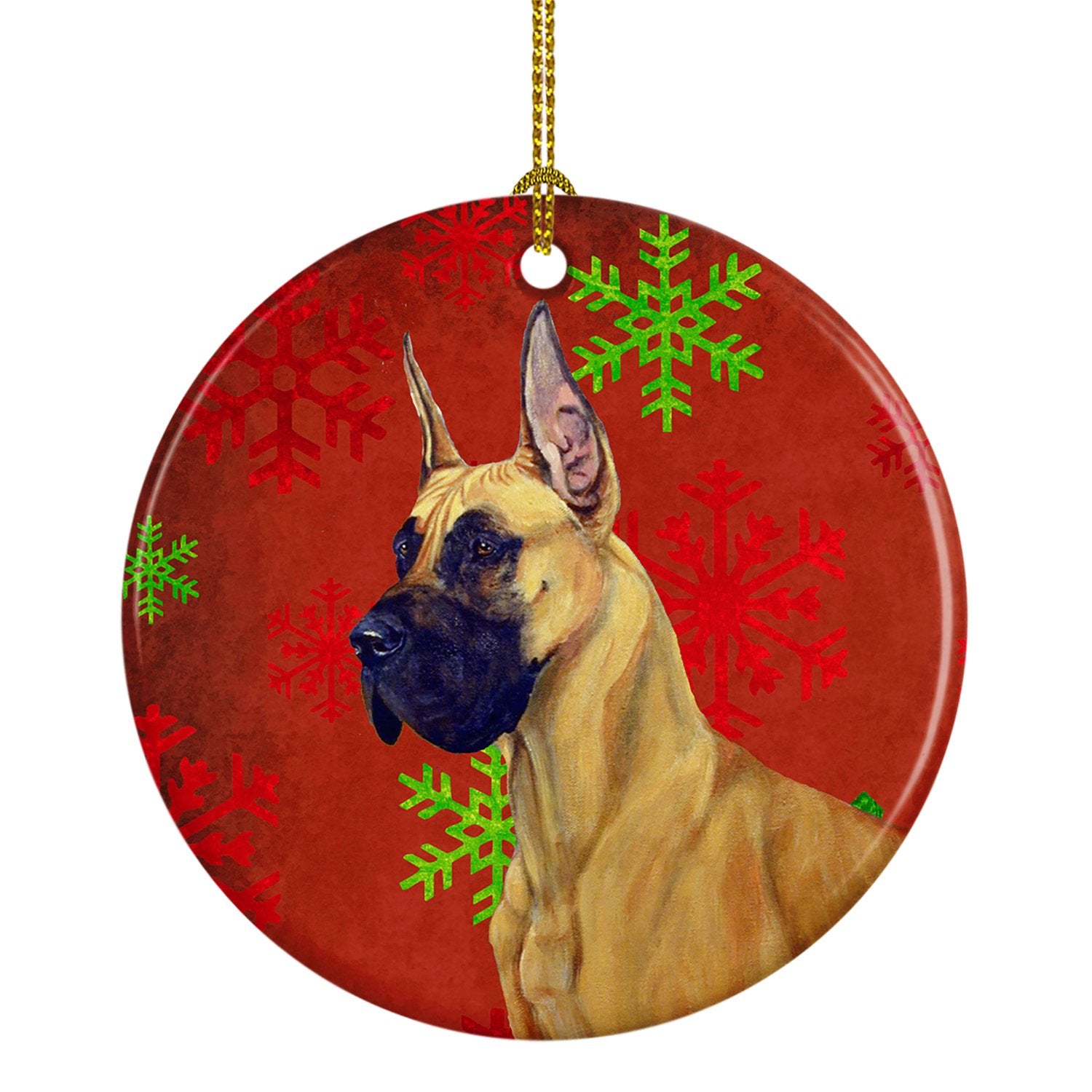 Great Dane Red Snowflake Holiday Christmas Ceramic Ornament LH9310 by Caroline's Treasures