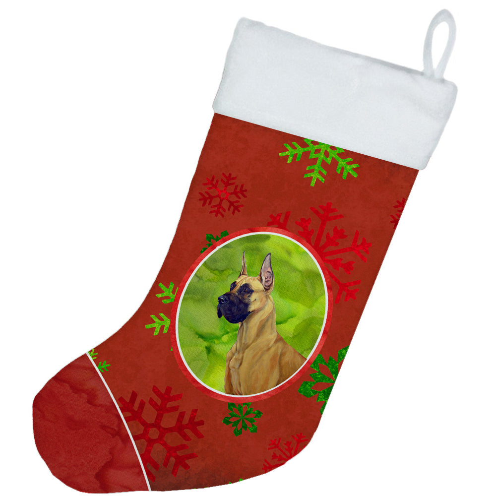 Great Dane Red and Green Snowflakes Holiday Christmas Christmas Stocking LH9310
