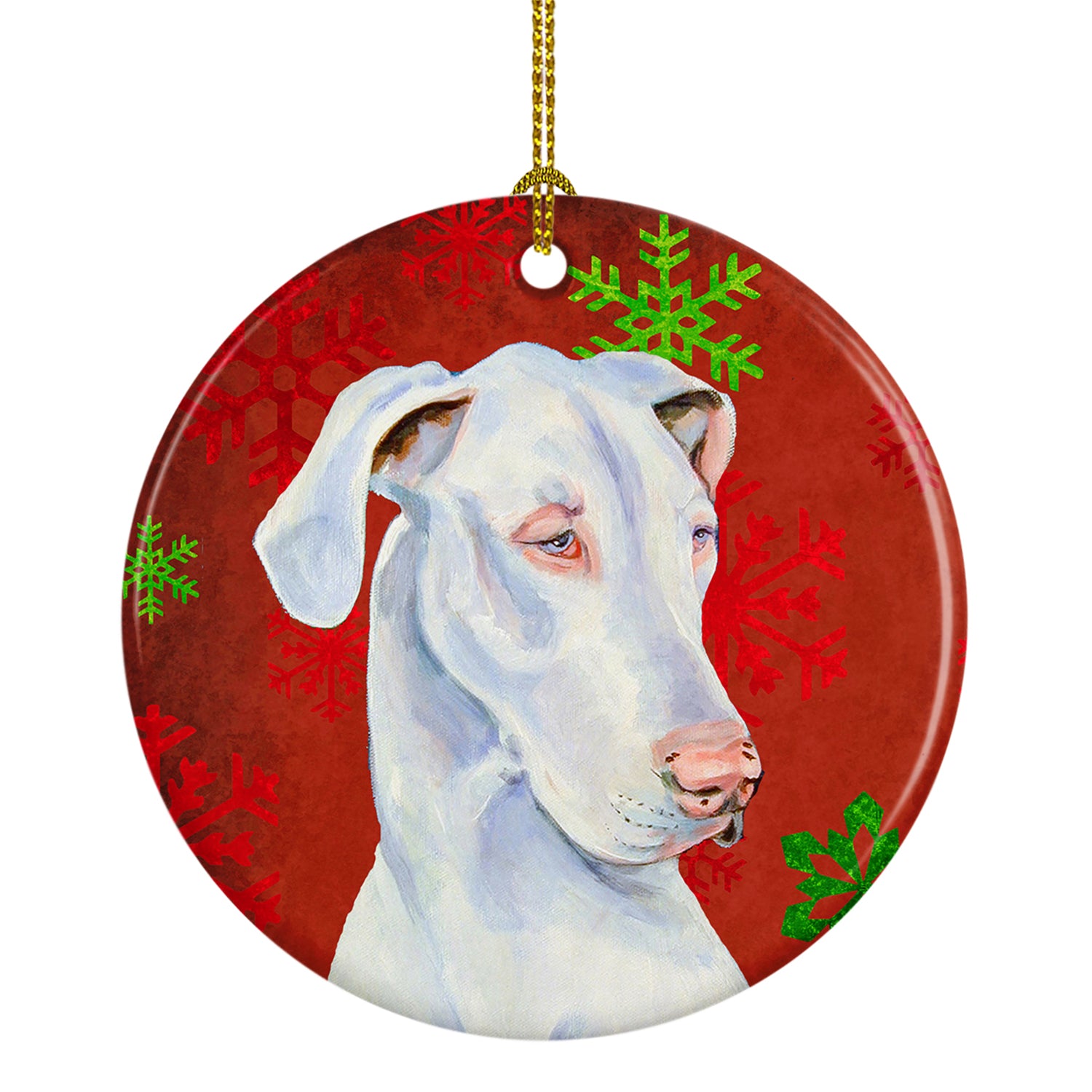 Great Dane Red Snowflake Holiday Christmas Ceramic Ornament LH9311 - the-store.com