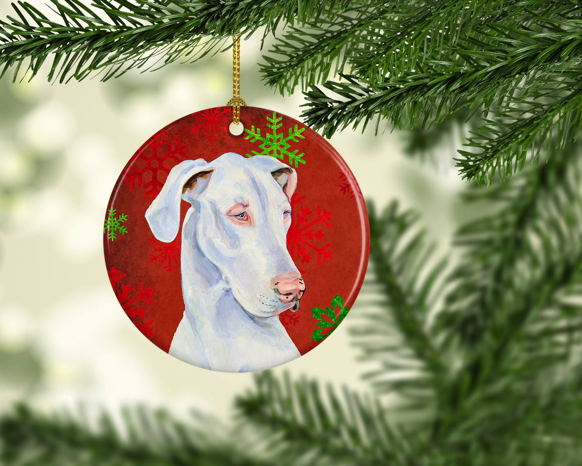 Great Dane Red Snowflake Holiday Christmas Ceramic Ornament LH9311 - the-store.com