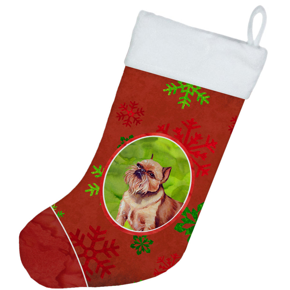 Brussels Griffon Red and Green Snowflakes Holiday Christmas Christmas Stocking