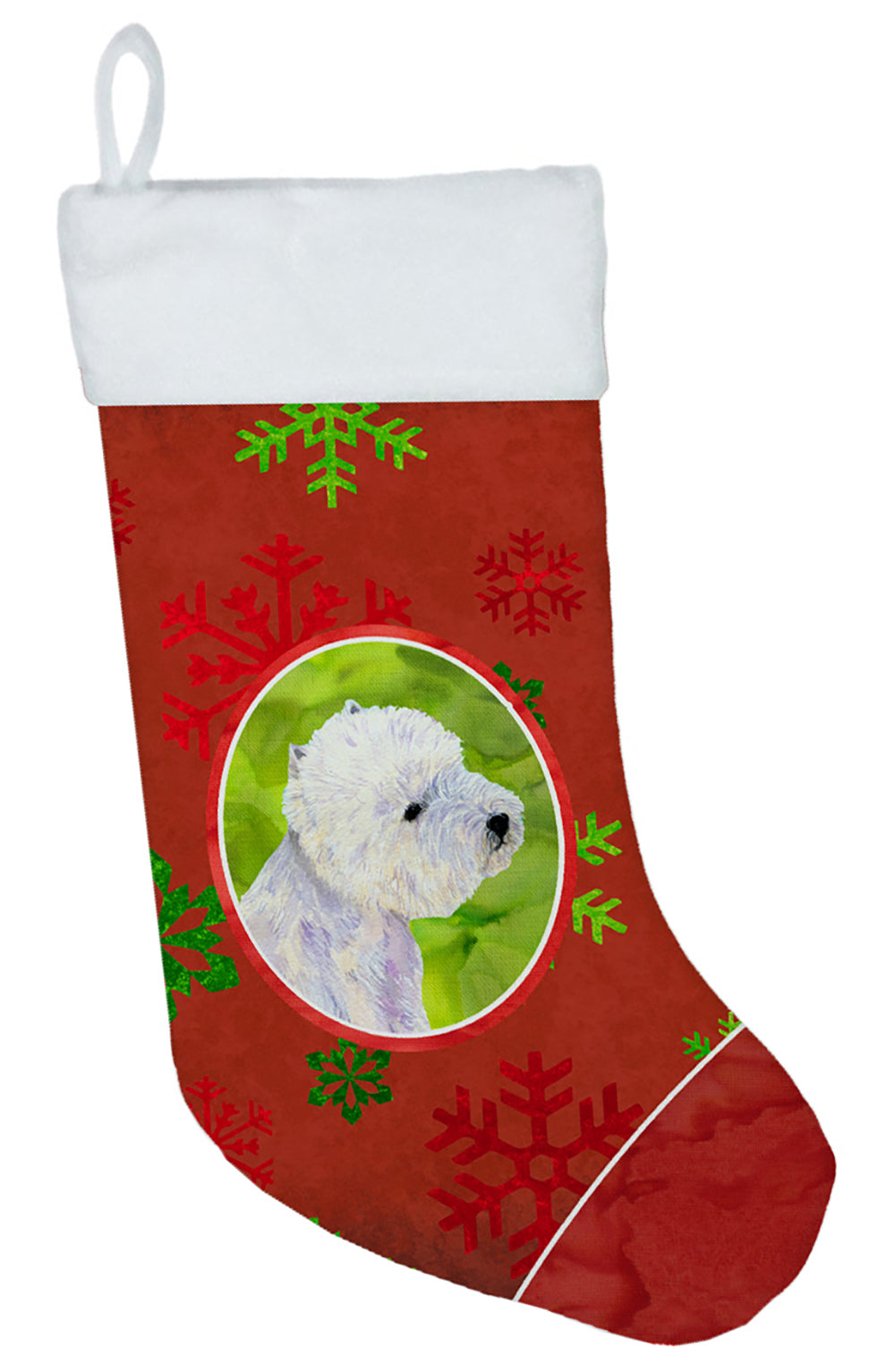 Westie Red and Green Snowflakes Holiday Christmas Christmas Stocking LH9315
