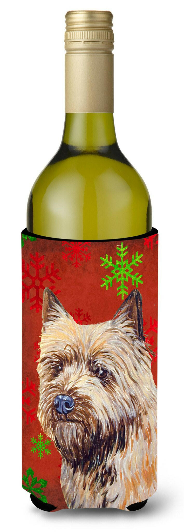 Cairn Terrier   Snowflakes Holiday Christmas Wine Bottle Beverage Insulator Beverage Insulator Hugger by Caroline's Treasures