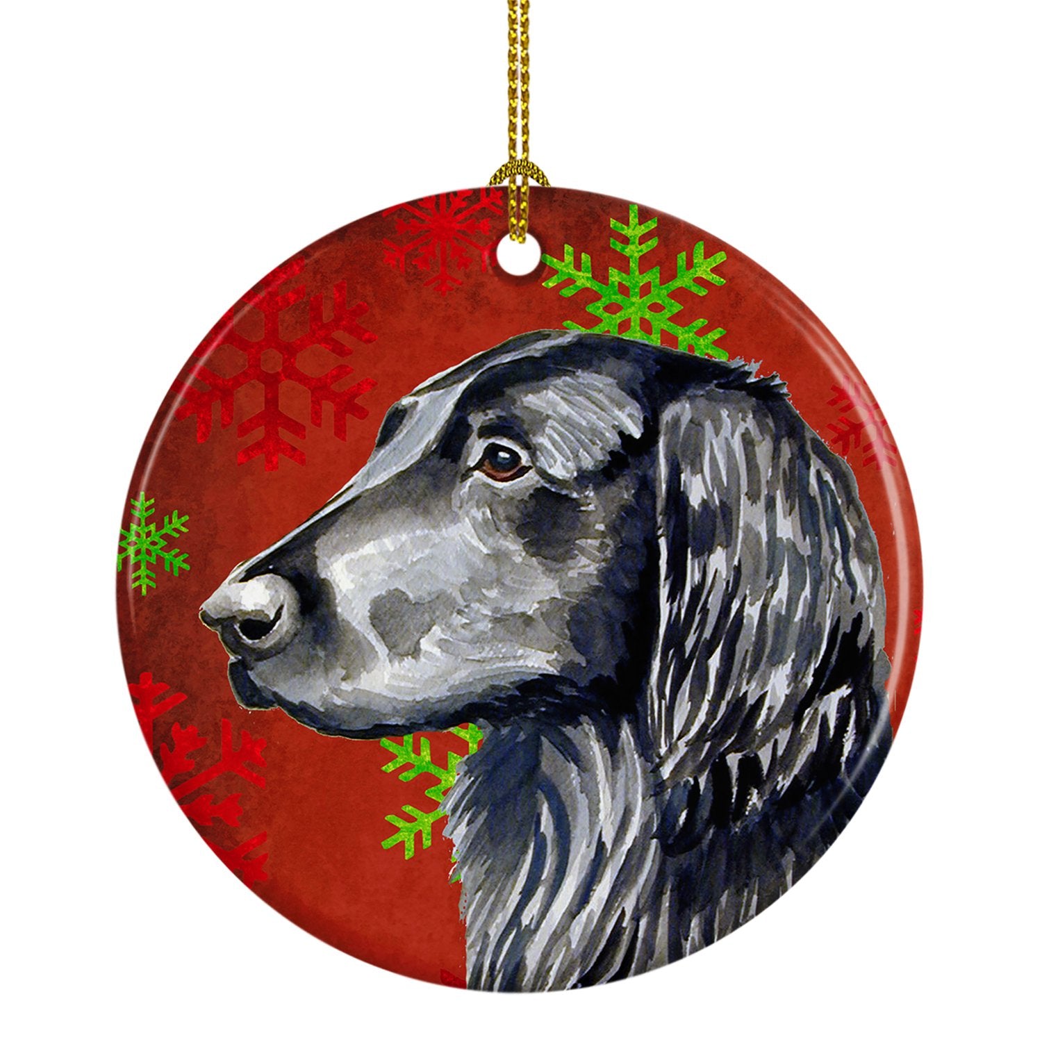 Flat Coated Retriever Red Snowflake Holiday Christmas Ceramic Ornament LH9321 by Caroline's Treasures