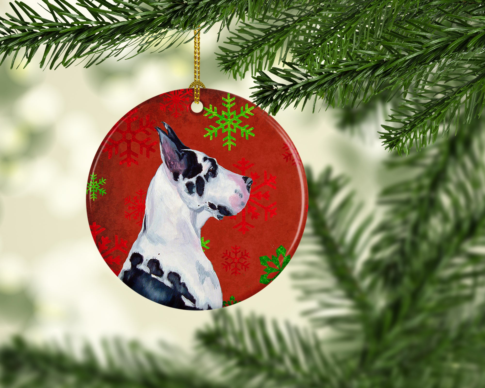 Great Dane Red Snowflake Holiday Christmas Ceramic Ornament LH9326 - the-store.com