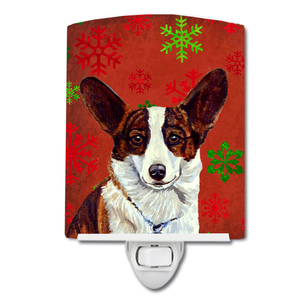 Corgi Red and Green Snowflakes Holiday Christmas Ceramic Night Light LH9333CNL - the-store.com
