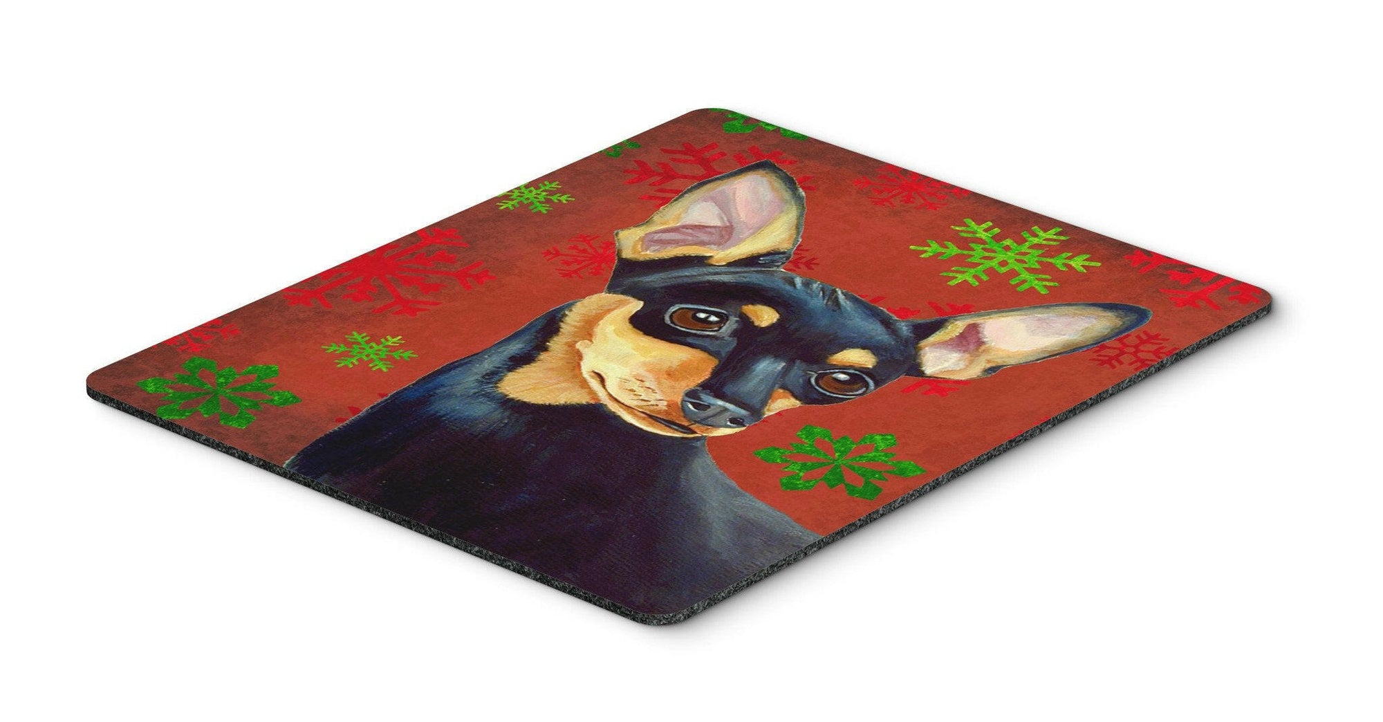 Min Pin Red and Green Snowflakes Holiday Christmas Mouse Pad, Hot Pad or Trivet by Caroline's Treasures