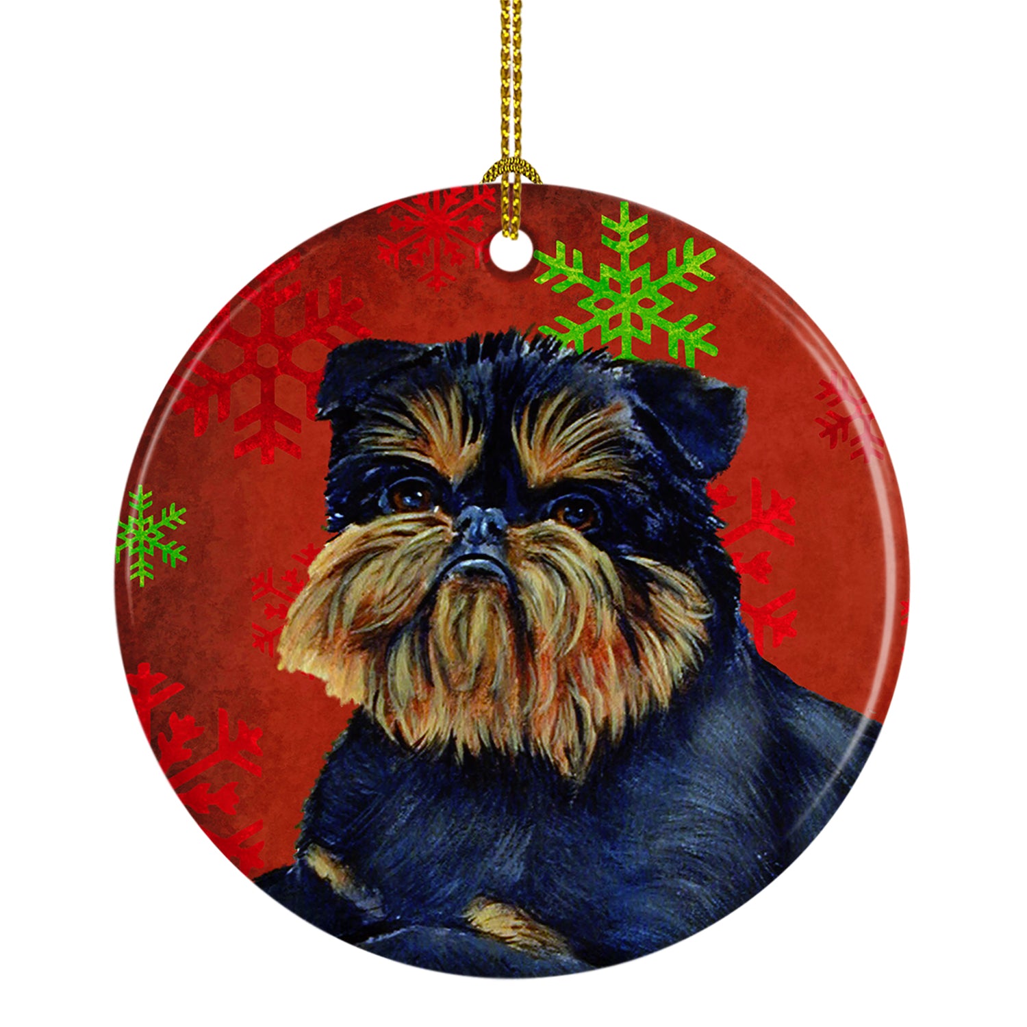 Brussels Griffon Red Snowflake Holiday Christmas Ceramic Ornament LH9343 - the-store.com