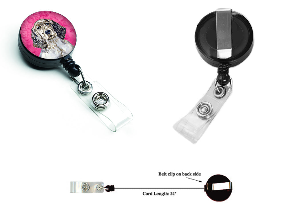 Pink English Setter Retractable Badge Reel LH9367PKBR