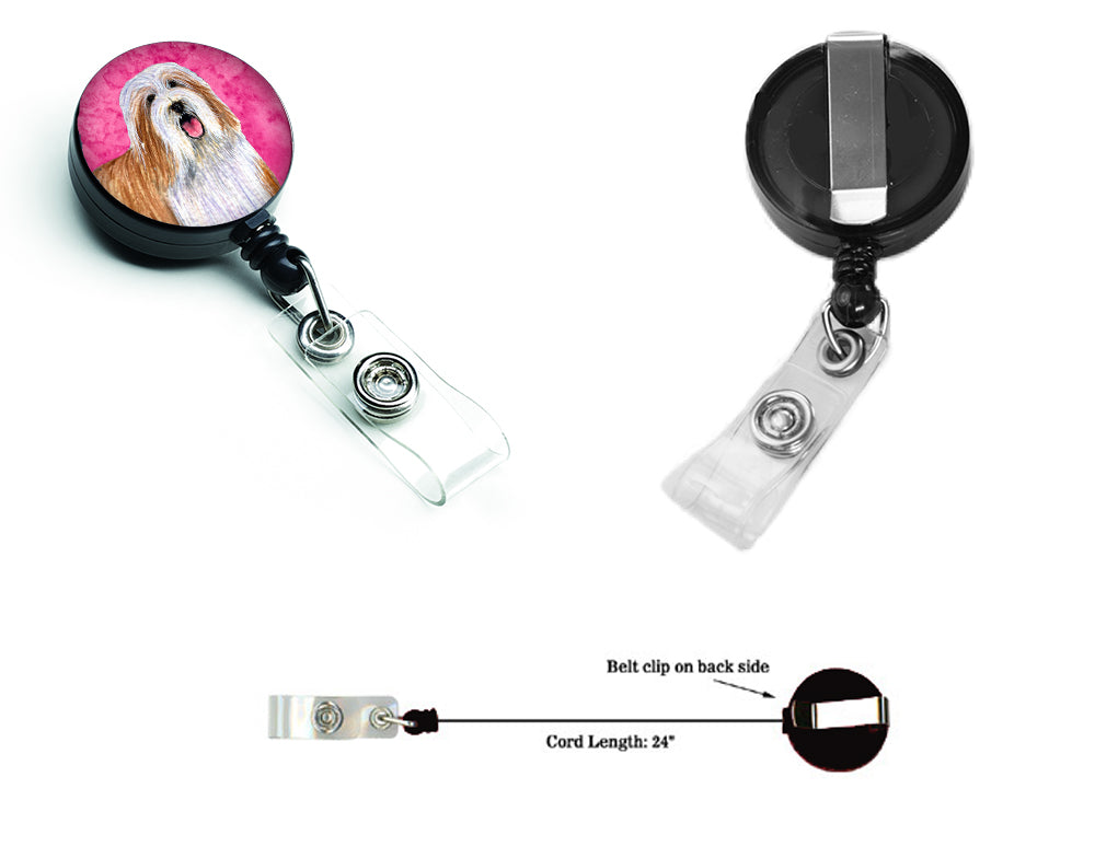 Pink Bearded Collie Retractable Badge Reel LH9375PKBR