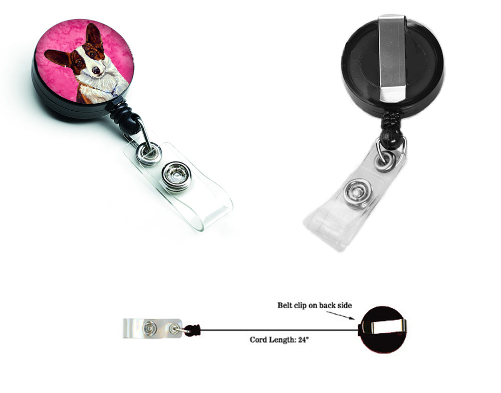 Pink Corgi Retractable Badge Reel LH9378PKBR